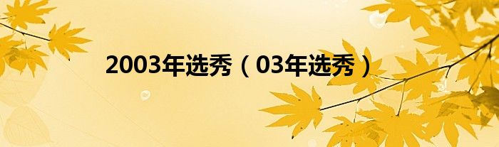 2003年选秀（03年选秀）