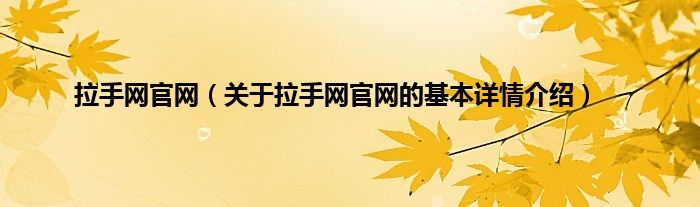 拉手网官网（关于拉手网官网的基本详情介绍）