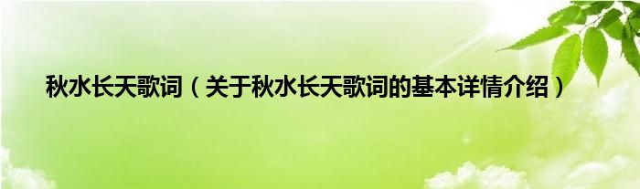 秋水长天歌词（关于秋水长天歌词的基本详情介绍）