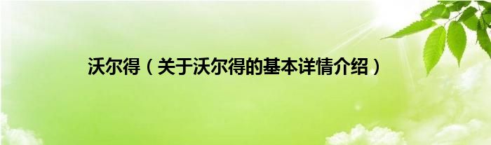 沃尔得（关于沃尔得的基本详情介绍）