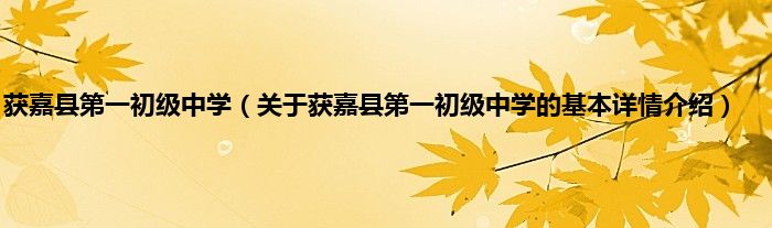 获嘉县第一初级中学（关于获嘉县第一初级中学的基本详情介绍）