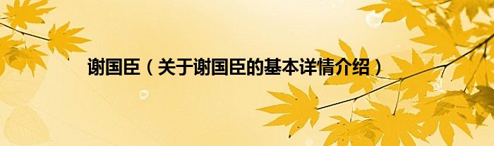 谢国臣（关于谢国臣的基本详情介绍）