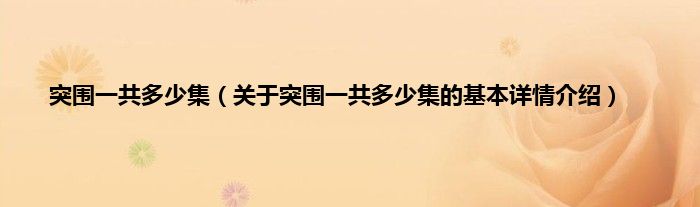 突围一共多少集（关于突围一共多少集的基本详情介绍）