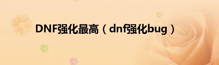 DNF强化最高（dnf强化bug）