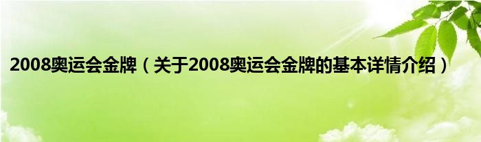 2008奥运会金牌（关于2008奥运会金牌的基本详情介绍）