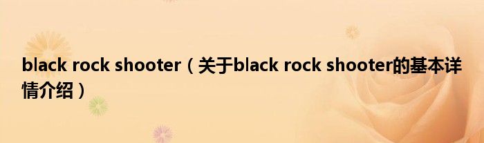 black rock shooter（关于black rock shooter的基本详情介绍）