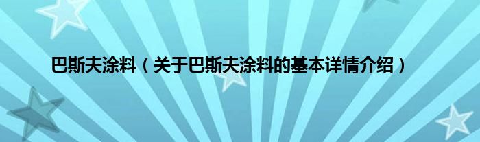 巴斯夫涂料（关于巴斯夫涂料的基本详情介绍）