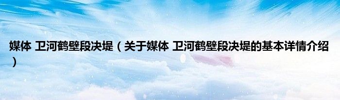 媒体 卫河鹤壁段决堤（关于媒体 卫河鹤壁段决堤的基本详情介绍）