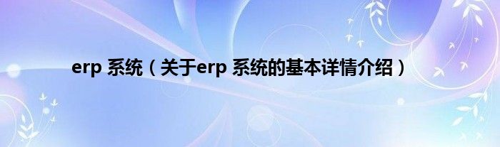 erp 系统（关于erp 系统的基本详情介绍）