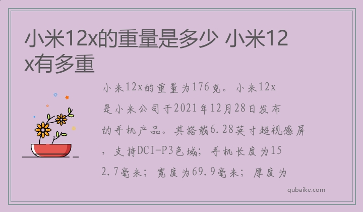 小米12x的重量是多少 小米12x有多重