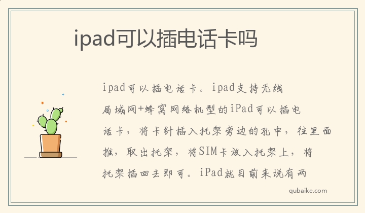 ipad可以插电话卡吗