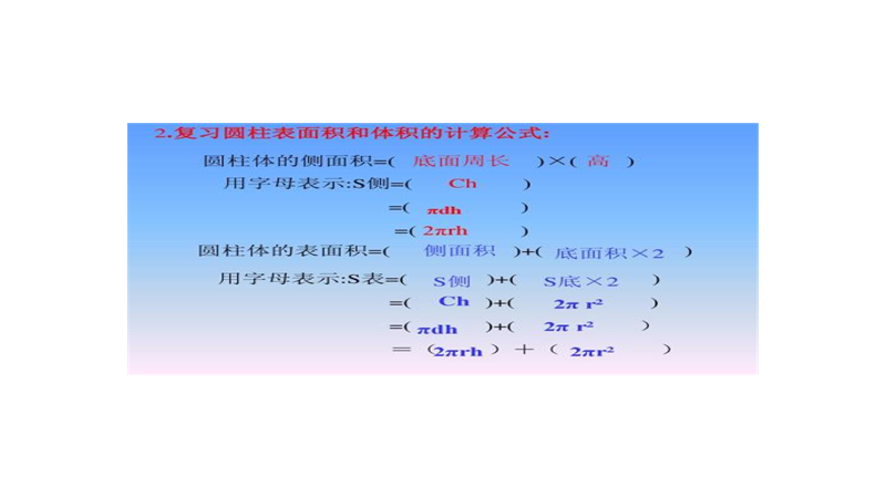 圆柱表面积计算公式