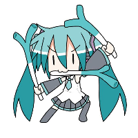 初音未来Q版人物萌图手绘简单简单 金色千本樱融入了夜色里