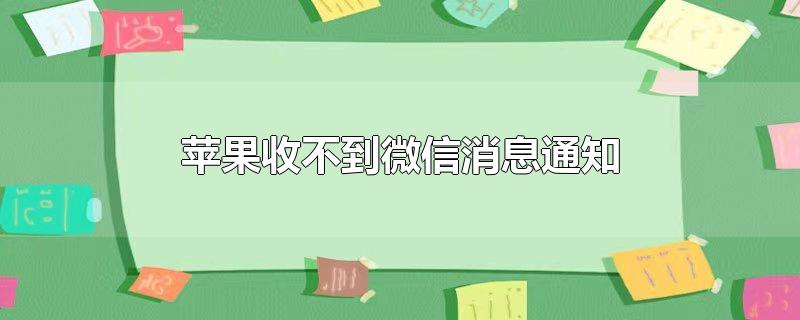 苹果收不到微信消息通知