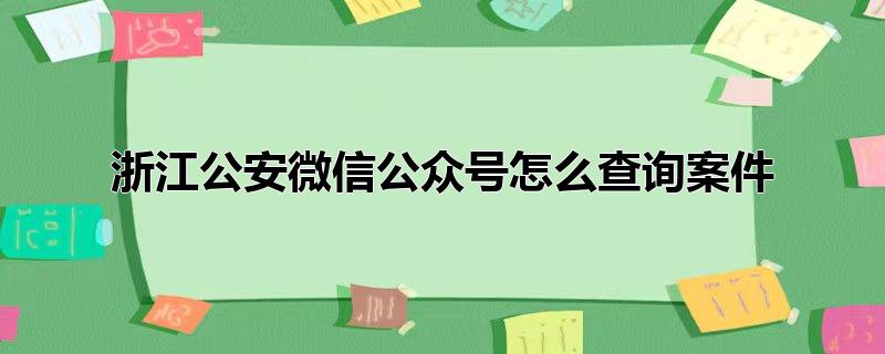 浙江公安微信公众号怎么查询案件