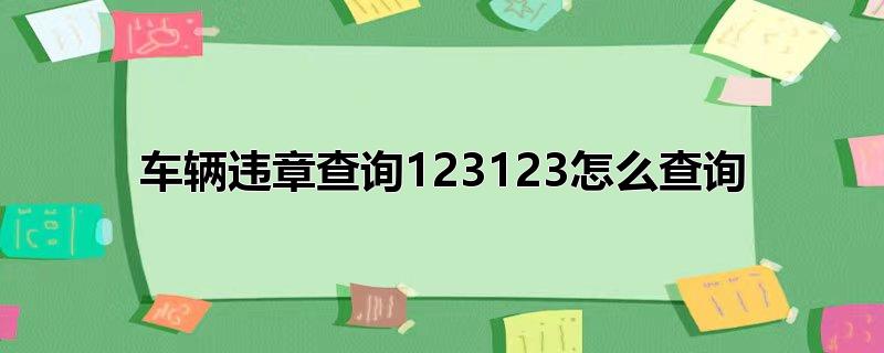 车辆违章查询123123怎么查询