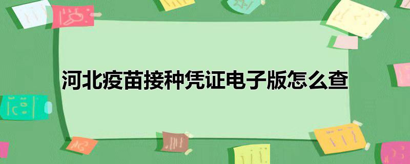 河北疫苗接种凭证电子版怎么查