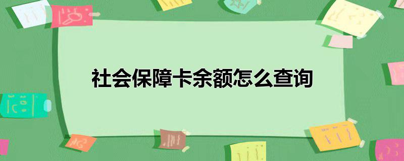 社会保障卡余额怎么查询