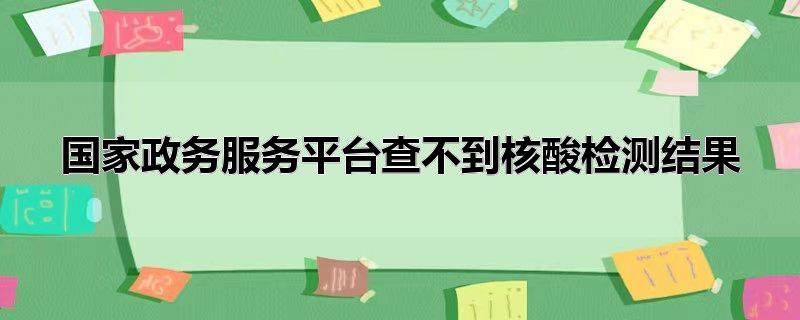 国家政务服务平台查不到核酸检测结果