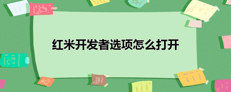 红米开发者选项怎么打开