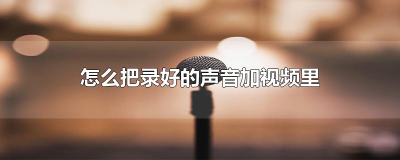 怎么把录好的声音加视频里