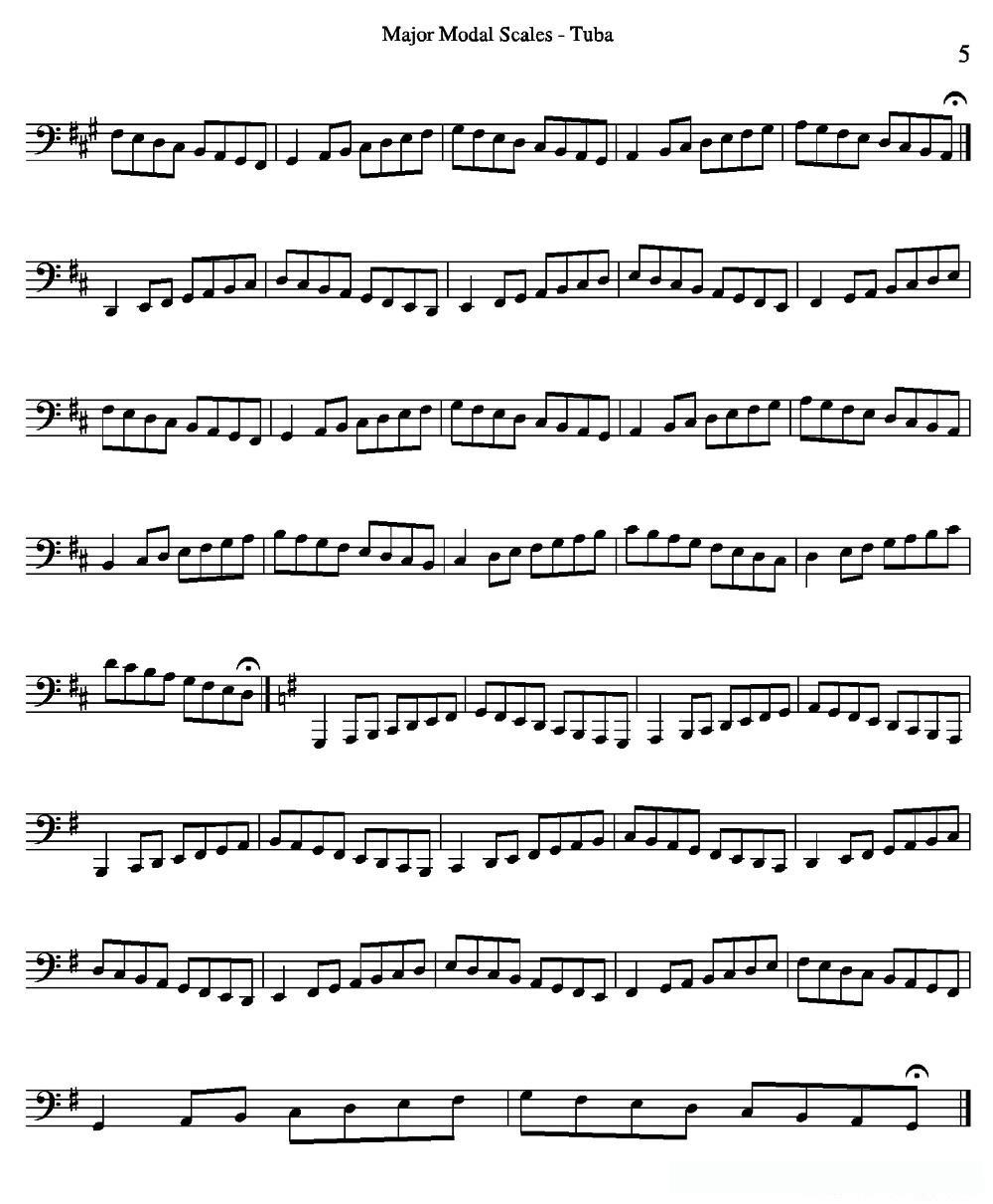 Major Modal Scales - Tuba（大号练习教材选曲）